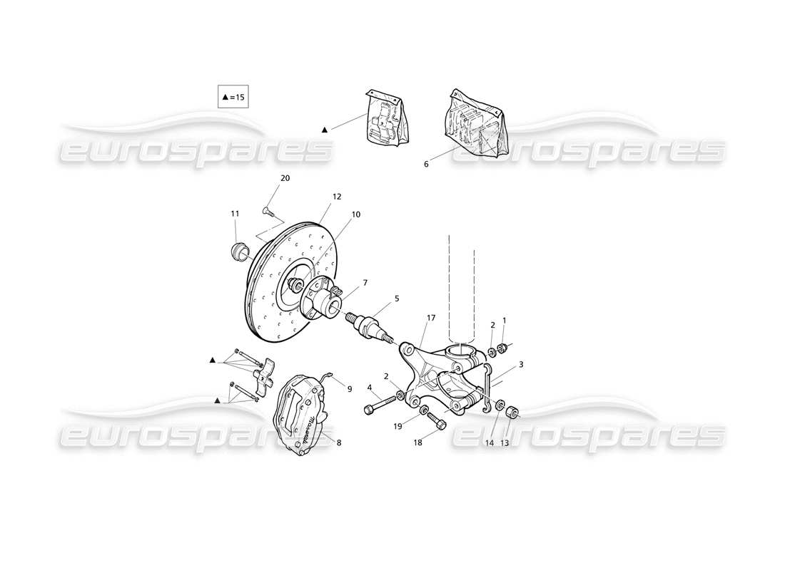 maserati qtp v6 evoluzione moyeux et freins avant avec diagramme de pièces abs