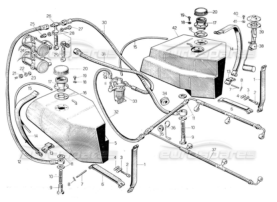 lamborghini countach lp400 système de carburant schéma des pièces