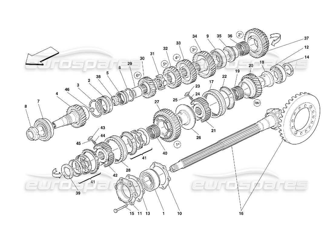 ferrari 456 gt/gta engrenages à arbre intermédiaire – pas pour 456 diagramme de pièces gta