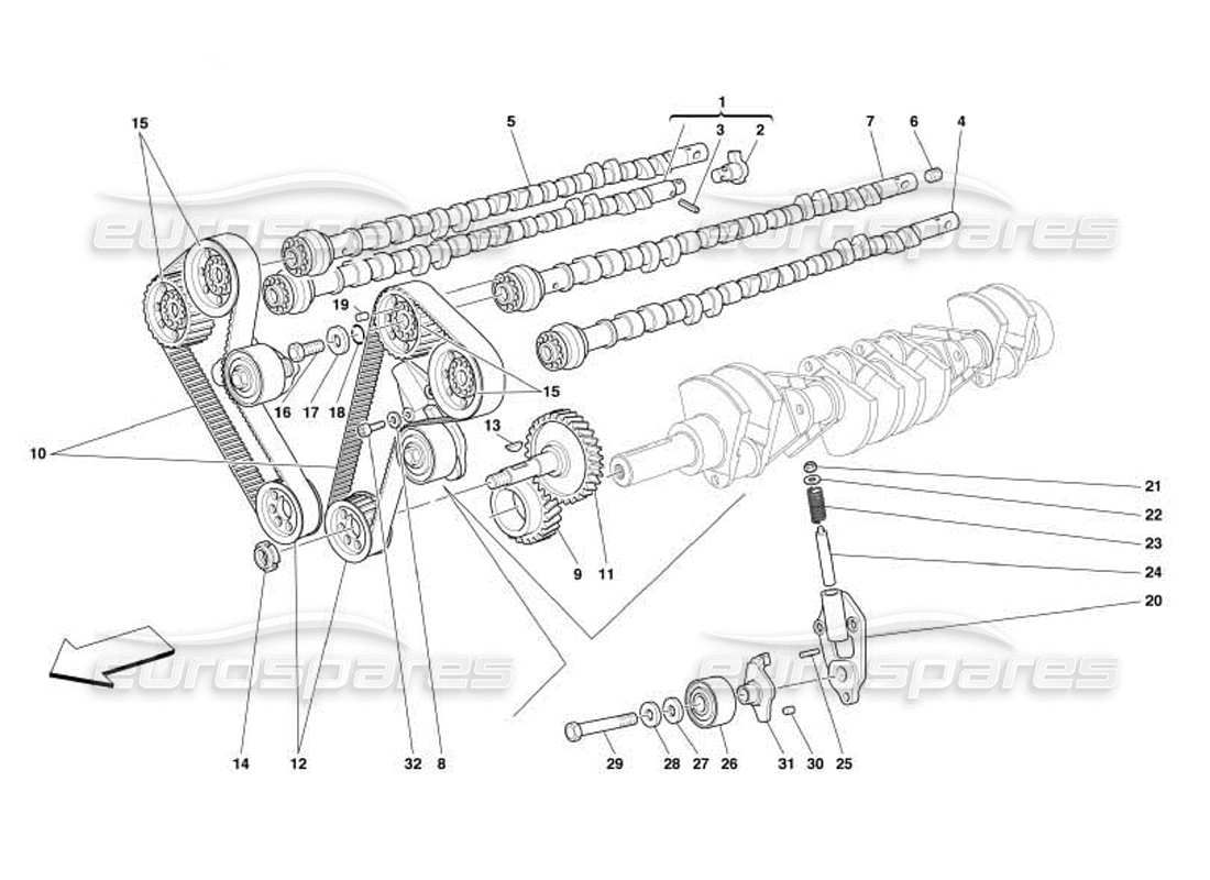 ferrari 550 barchetta synchronisation - diagramme des pièces de commandes