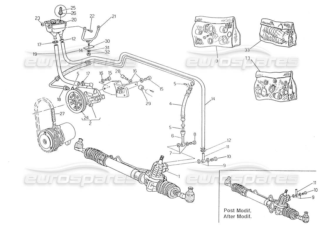 maserati karif 2.8 schéma des pièces du système de direction assistée (direction gauche)
