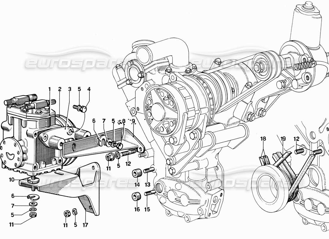 ferrari 365 gt 2+2 (mechanical) climatisation schéma des pièces