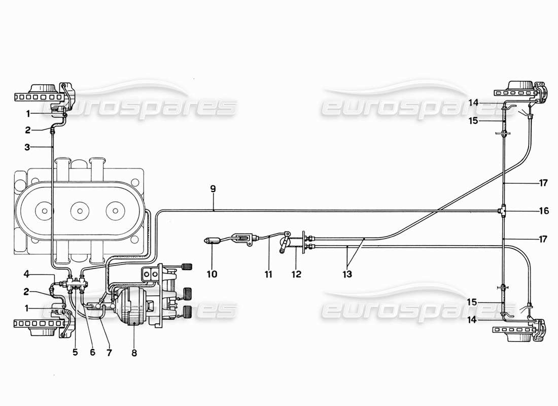 ferrari 365 gt 2+2 (mechanical) schéma des pièces du système de freinage