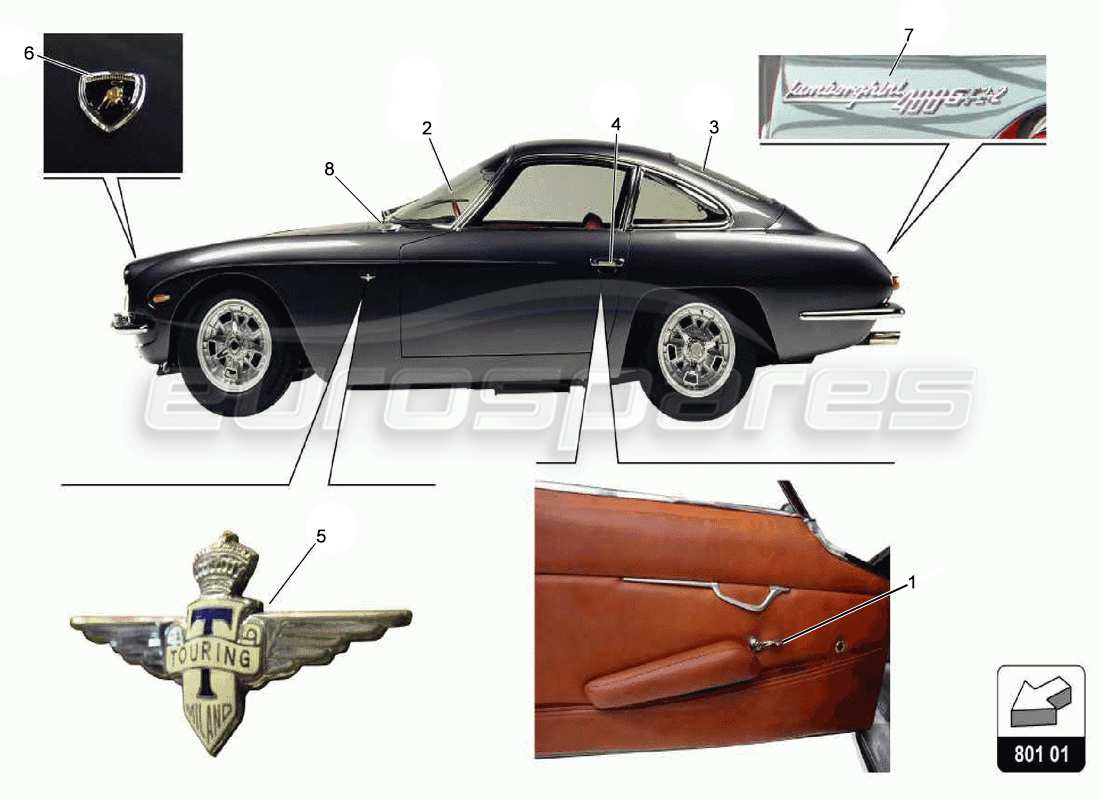 lamborghini 400 gt diagramme des pièces du corps