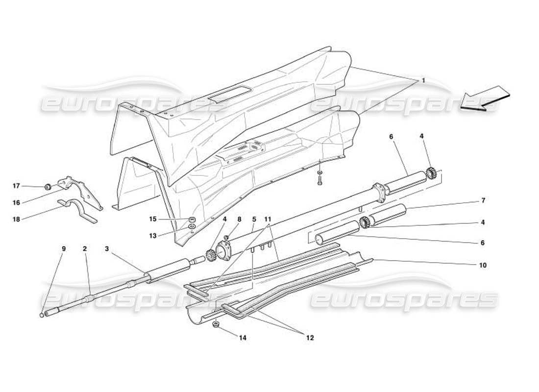 ferrari 550 barchetta schéma du tube de liaison moteur-boîte de vitesses et des pièces d'isolation