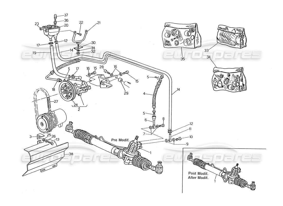 maserati 2.24v système de direction assistée schéma des pièces