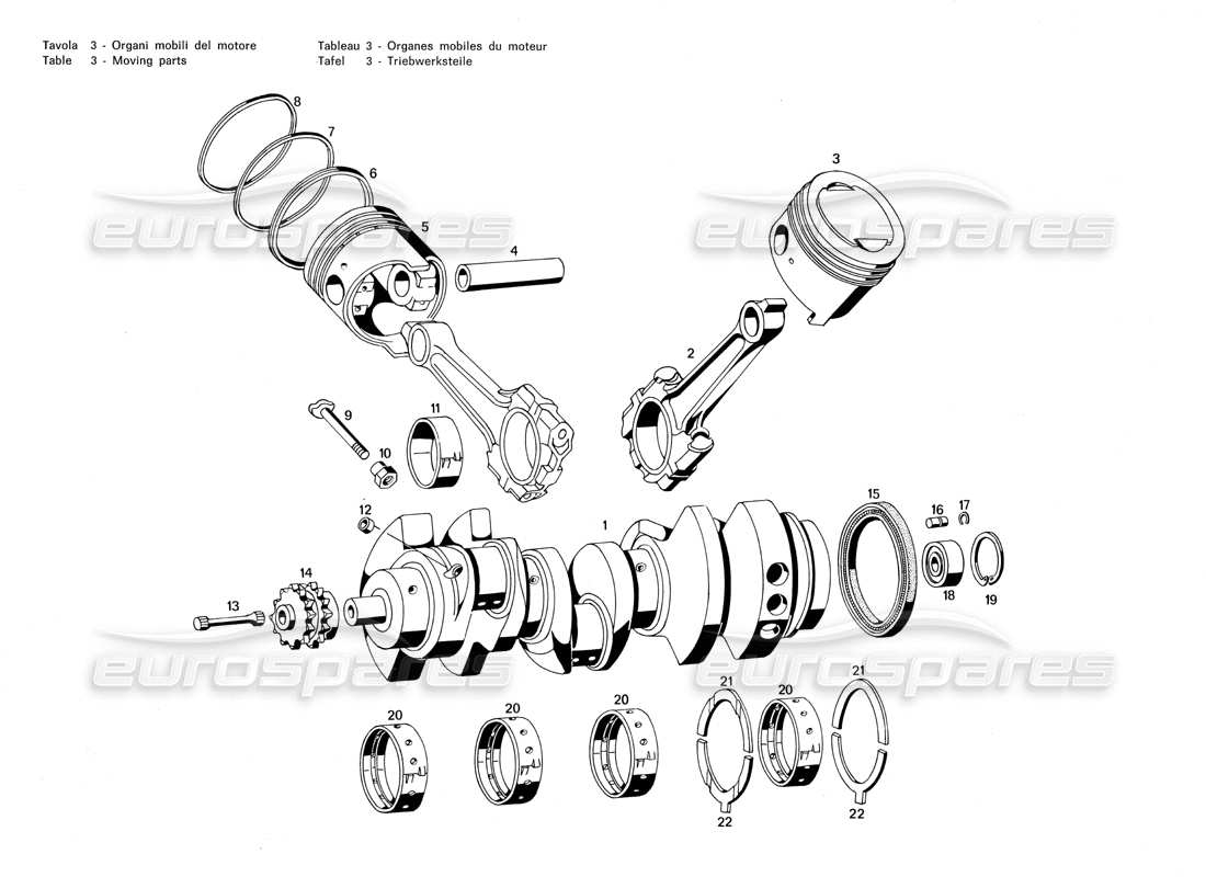 maserati merak 3.0 diagramme des pièces mobiles