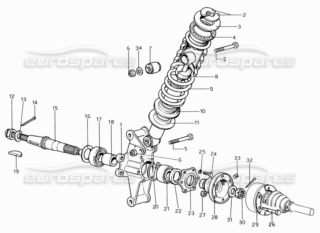 ferrari 206 gt dino (1969) suspension arrière - schéma des pièces de l'amortisseur