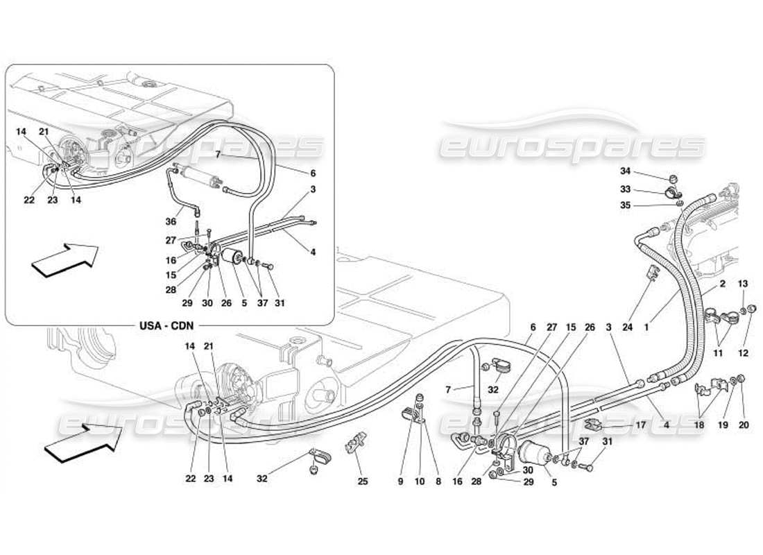 ferrari 550 barchetta système d'alimentation en carburant schéma des pièces