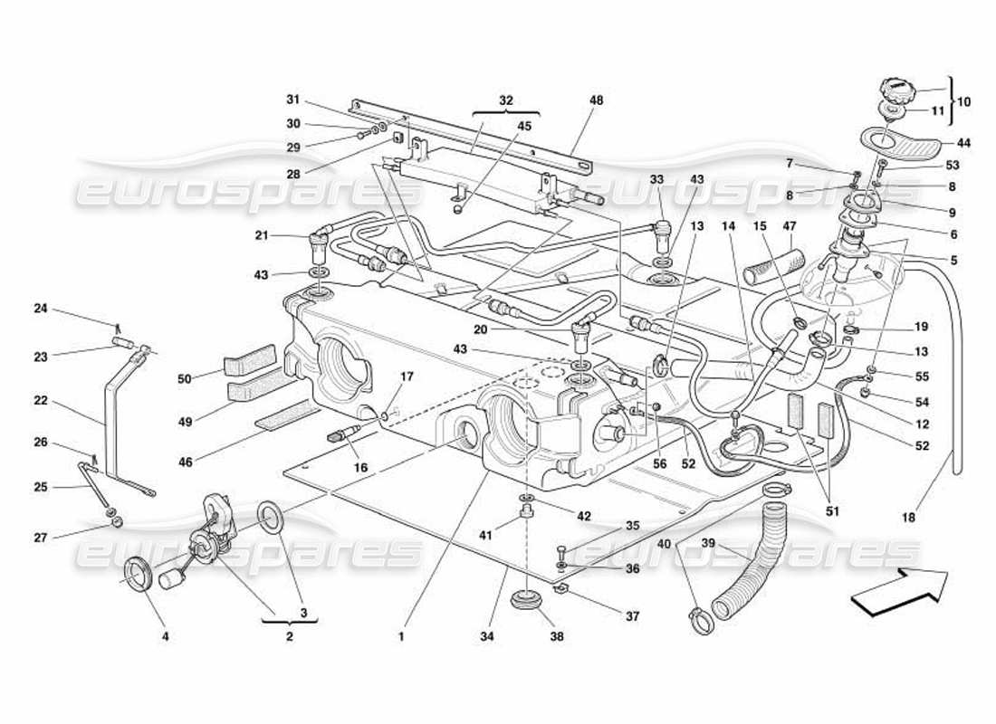 ferrari 550 barchetta réservoir de carburant – valable pour les états-unis et le canada – schéma des pièces