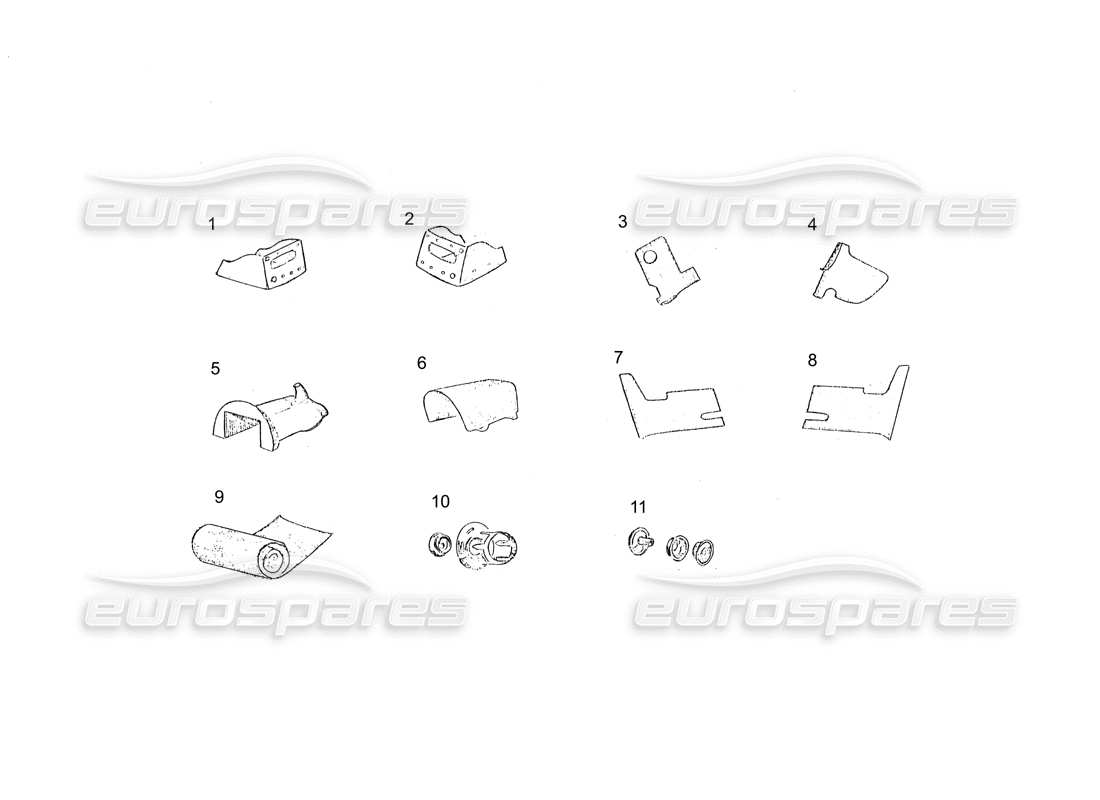 ferrari 250 gt (coachwork) diagramme des pièces des garnitures intérieures