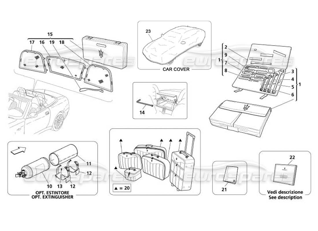 maserati 4200 spyder (2005) outils, équipements et accessoires schéma des pièces