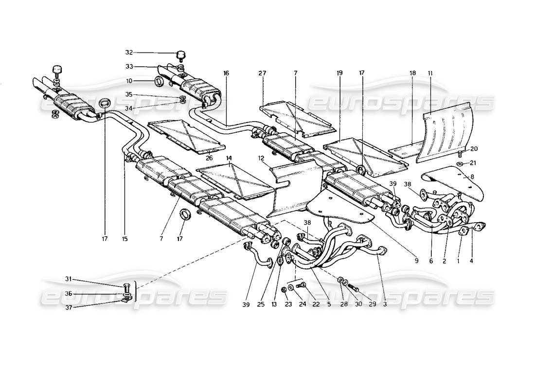 ferrari 400 gt (mechanical) système d'échappement schéma des pièces