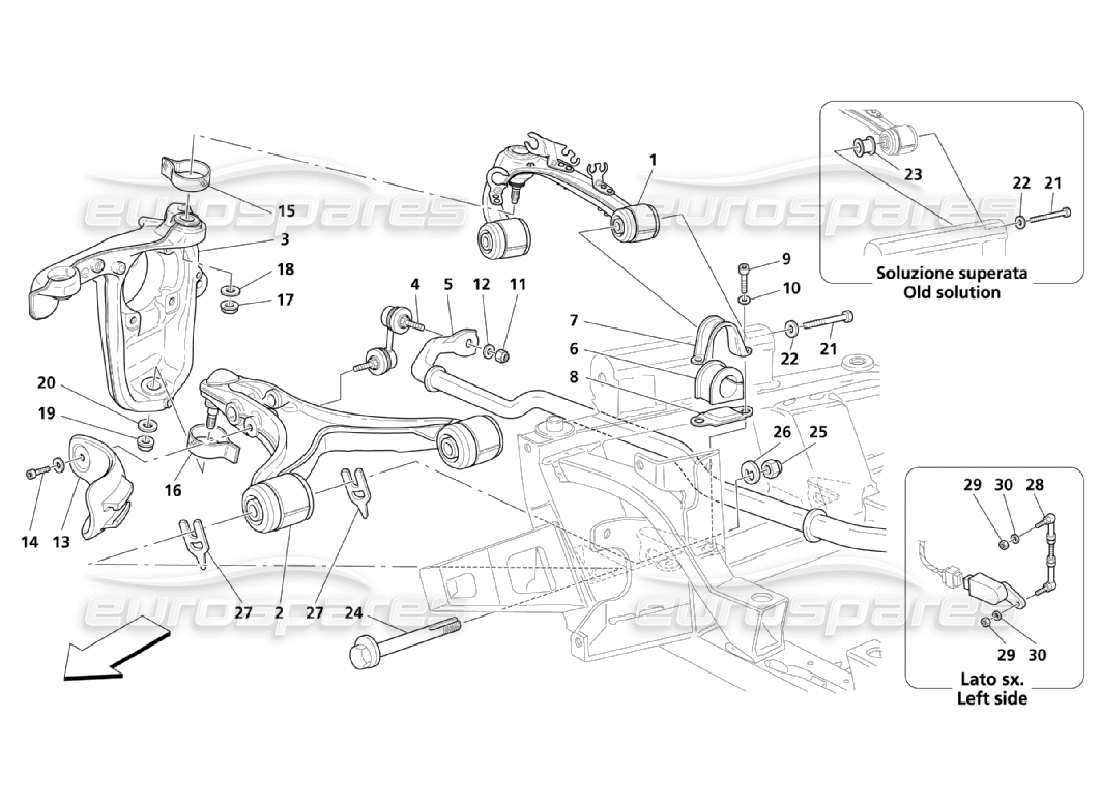 maserati qtp. (2006) 4.2 pièces de suspension avant schéma