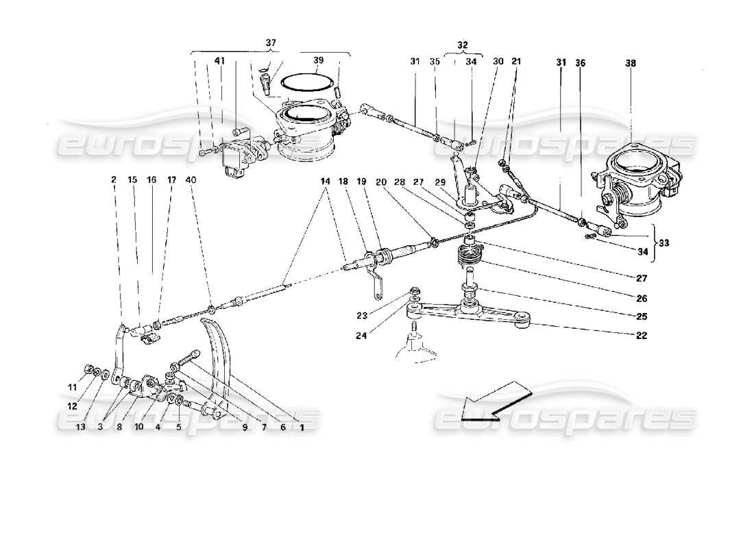 ferrari 512 tr commande des gaz - pas pour gd - diagramme des pièces