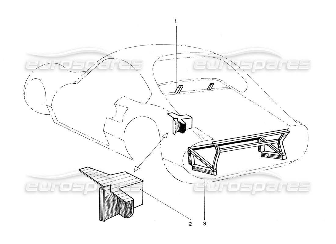 ferrari 206 gt dino (coachwork) travail du cadre externe arrière schéma des pièces