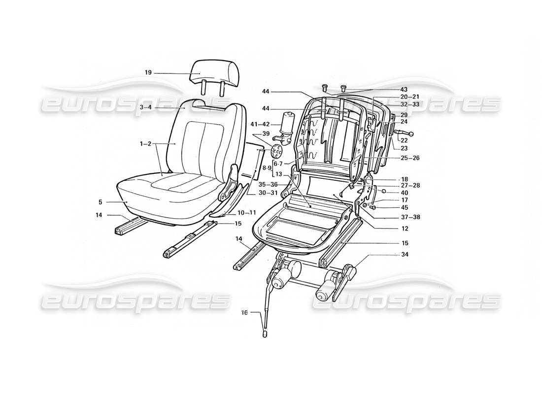 ferrari 412 (coachwork) schéma des pièces des sièges