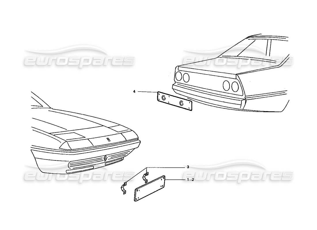 ferrari 412 (coachwork) support de plaque d'immatriculation schéma des pièces
