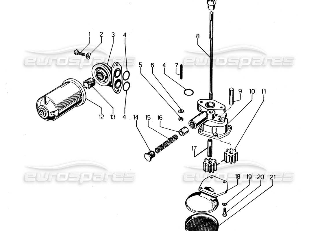 lamborghini urraco p250 / p250s pompe à huile schéma des pièces