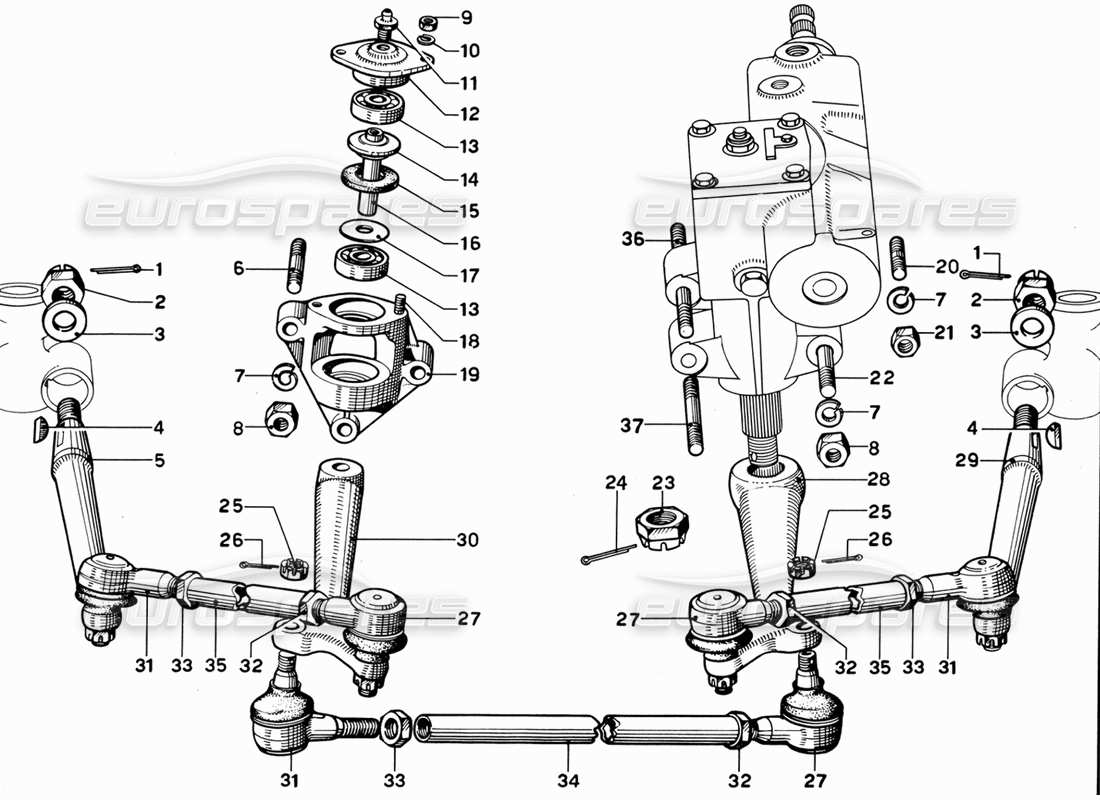 ferrari 365 gt 2+2 (mechanical) liaison de direction schéma des pièces