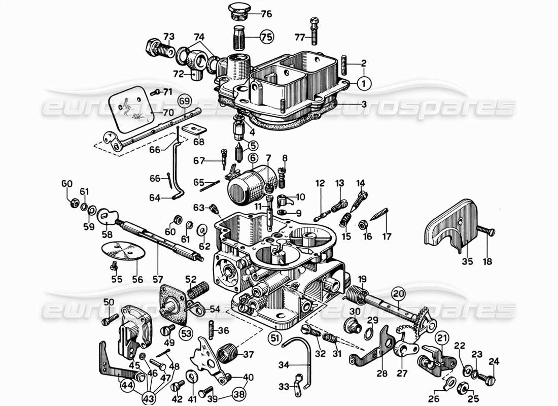ferrari 365 gt 2+2 (mechanical) carburateur weber (40 dfi-5) schéma des pièces