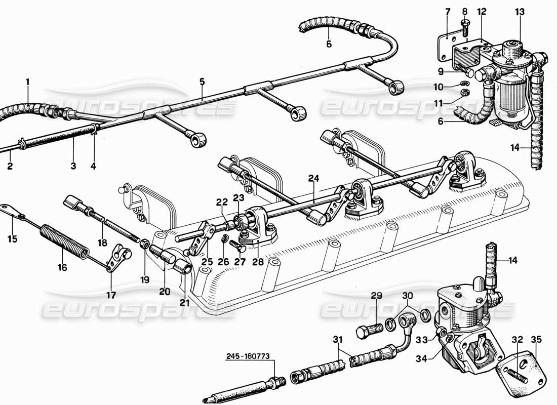 ferrari 365 gt 2+2 (mechanical) alimentation et contrôles schéma des pièces