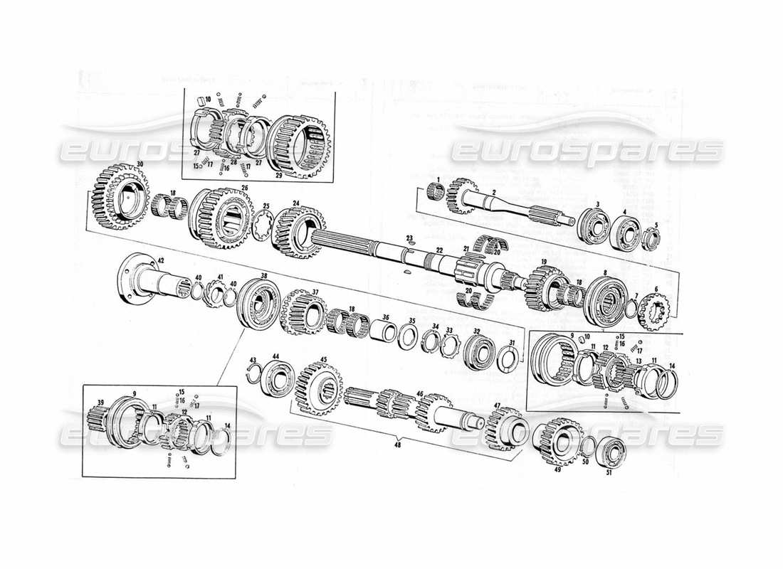 maserati indy 4.2 engrenages de transmission schéma des pièces