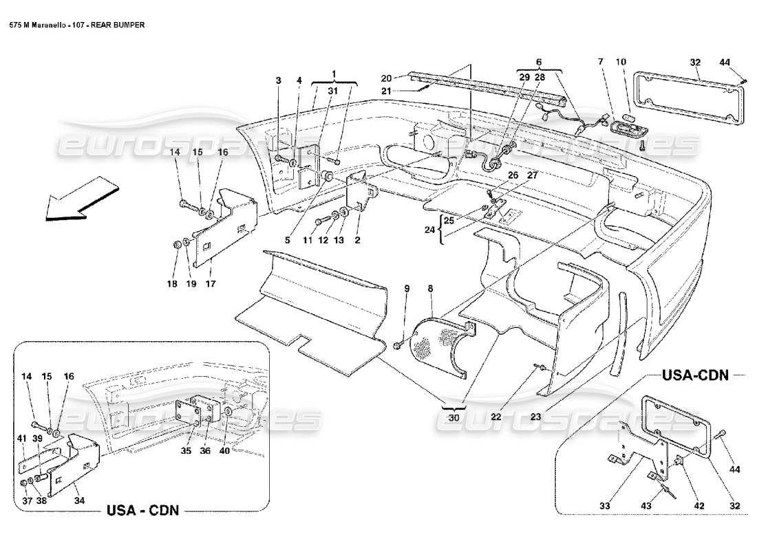 ferrari 575m maranello pare-chocs arrière schéma des pièces