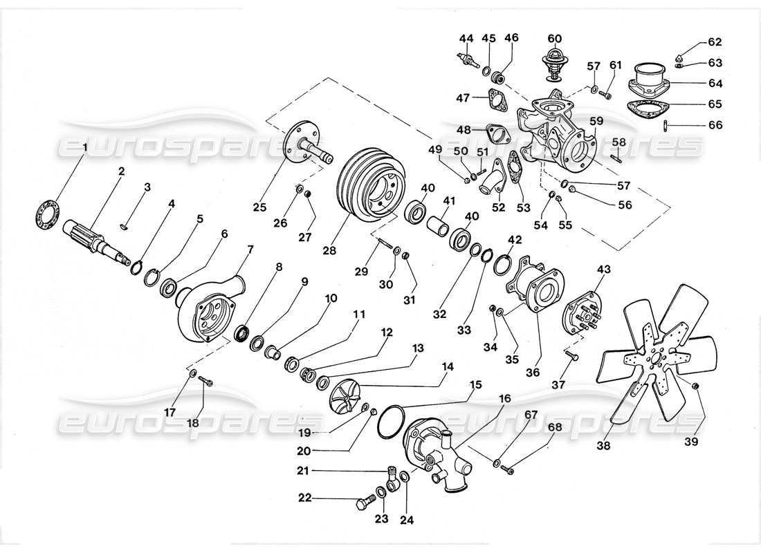 lamborghini lm002 (1988) thermostat de pompe à eau schéma des pièces