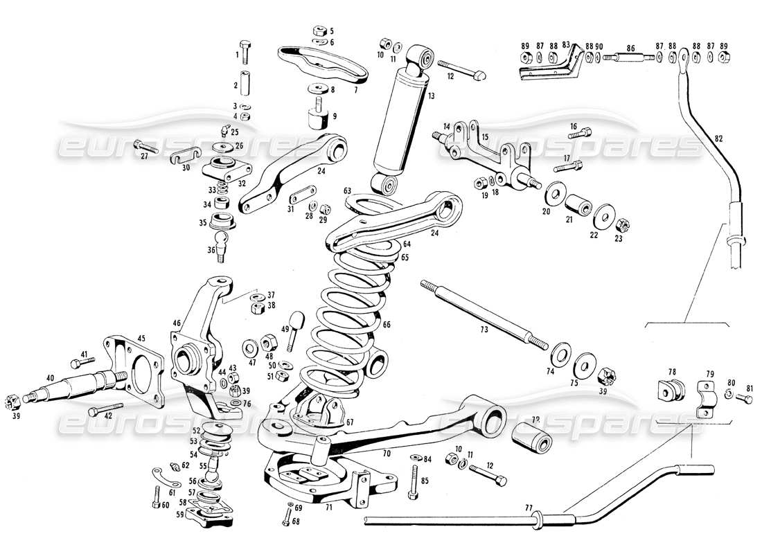 maserati mistral 3.7 suspension avant schéma des pièces