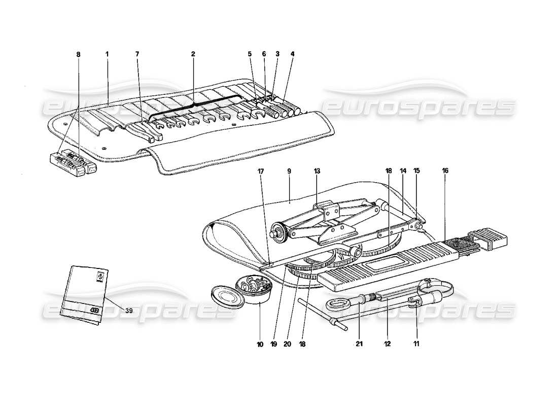 ferrari 412 (mechanical) trousse à outils schéma des pièces