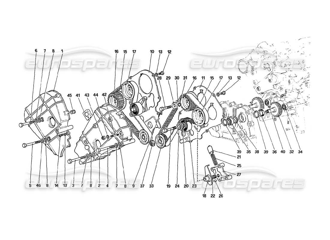 ferrari 288 gto système de synchronisation - schéma des pièces des commandes