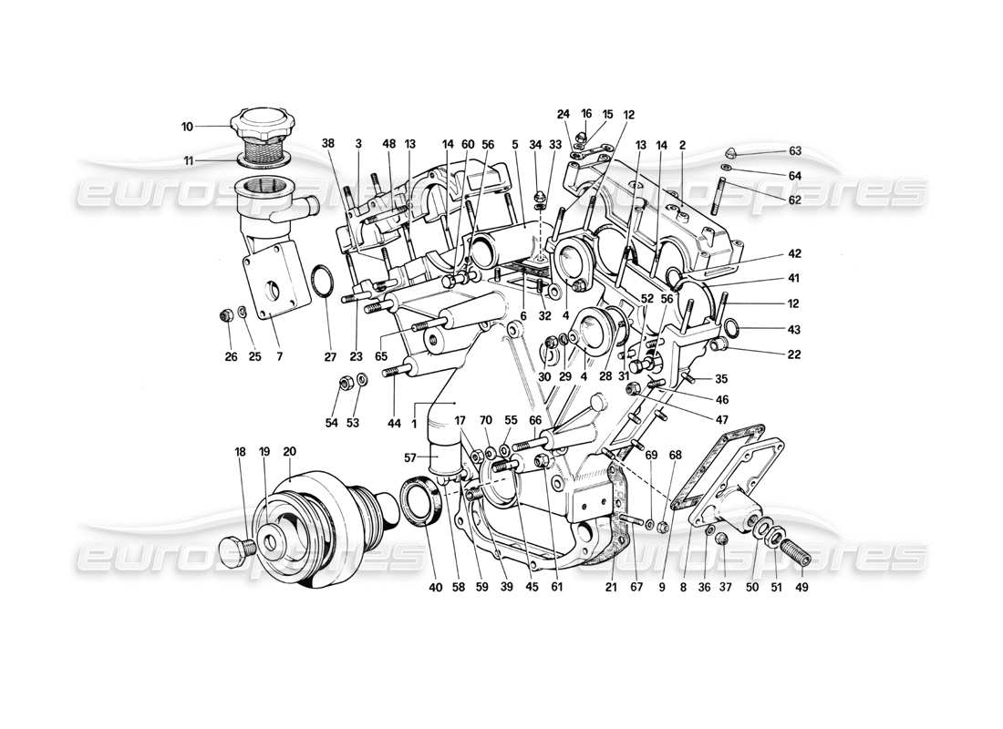 ferrari 412 (mechanical) système de distribution - schéma des pièces du boîtier et des couvercles