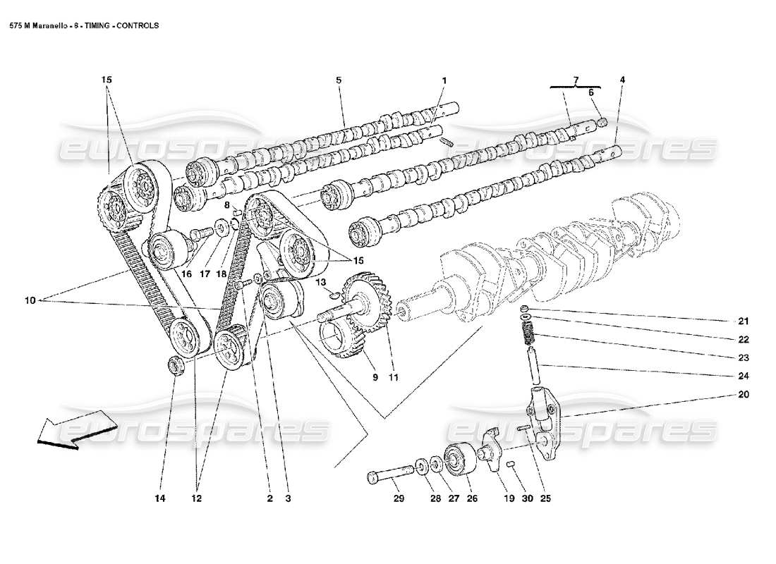 ferrari 575m maranello diagramme des pièces des commandes de synchronisation