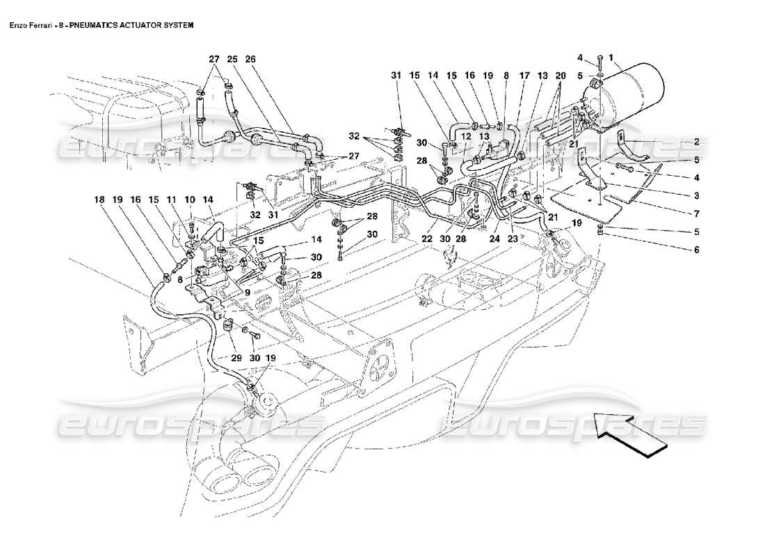 ferrari enzo schéma des pièces du système d'actionneur pneumatique