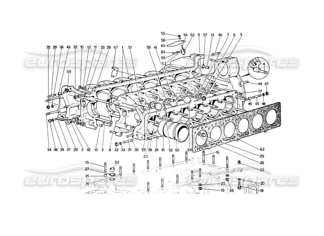 ferrari 512 bb carter schéma des pièces