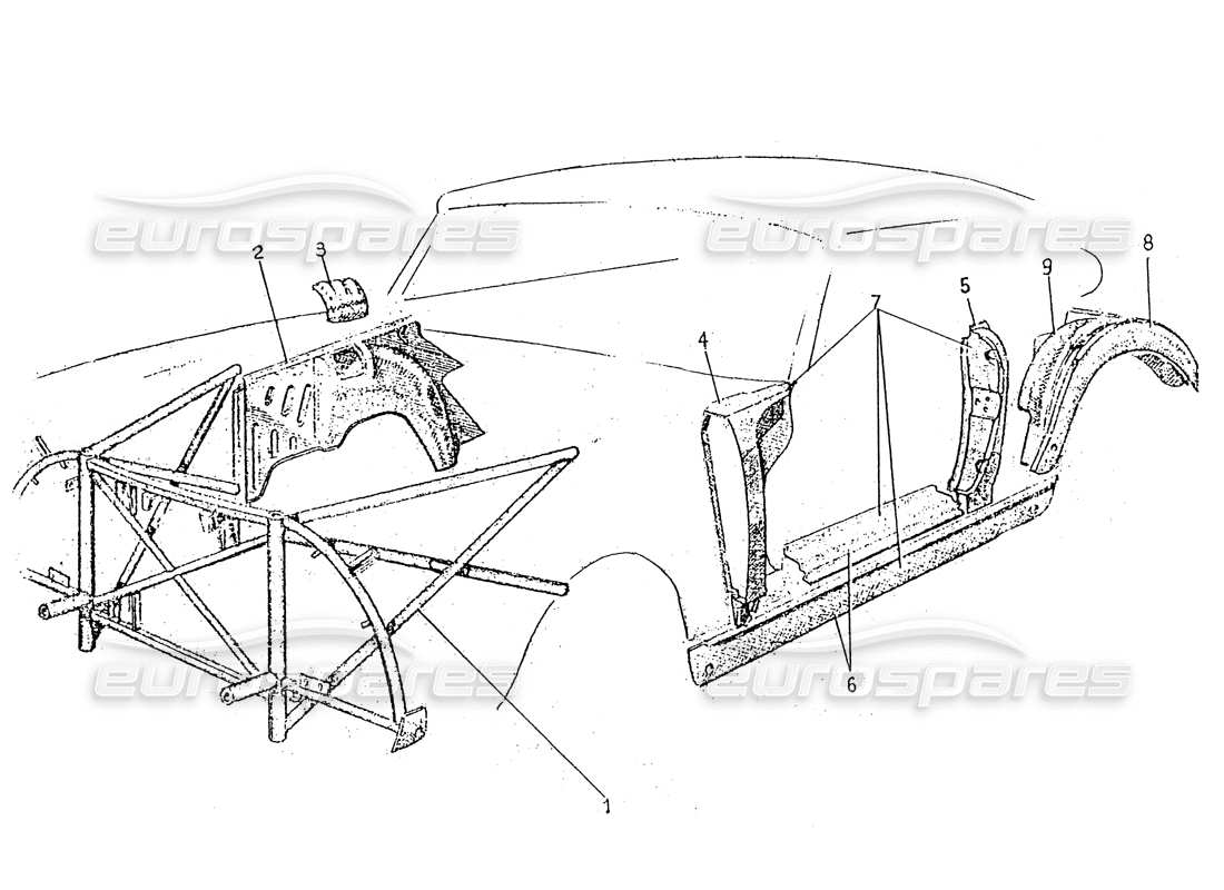 ferrari 330 gt 2+2 (coachwork) diagramme de pièces des cadres intérieurs (édition 1)