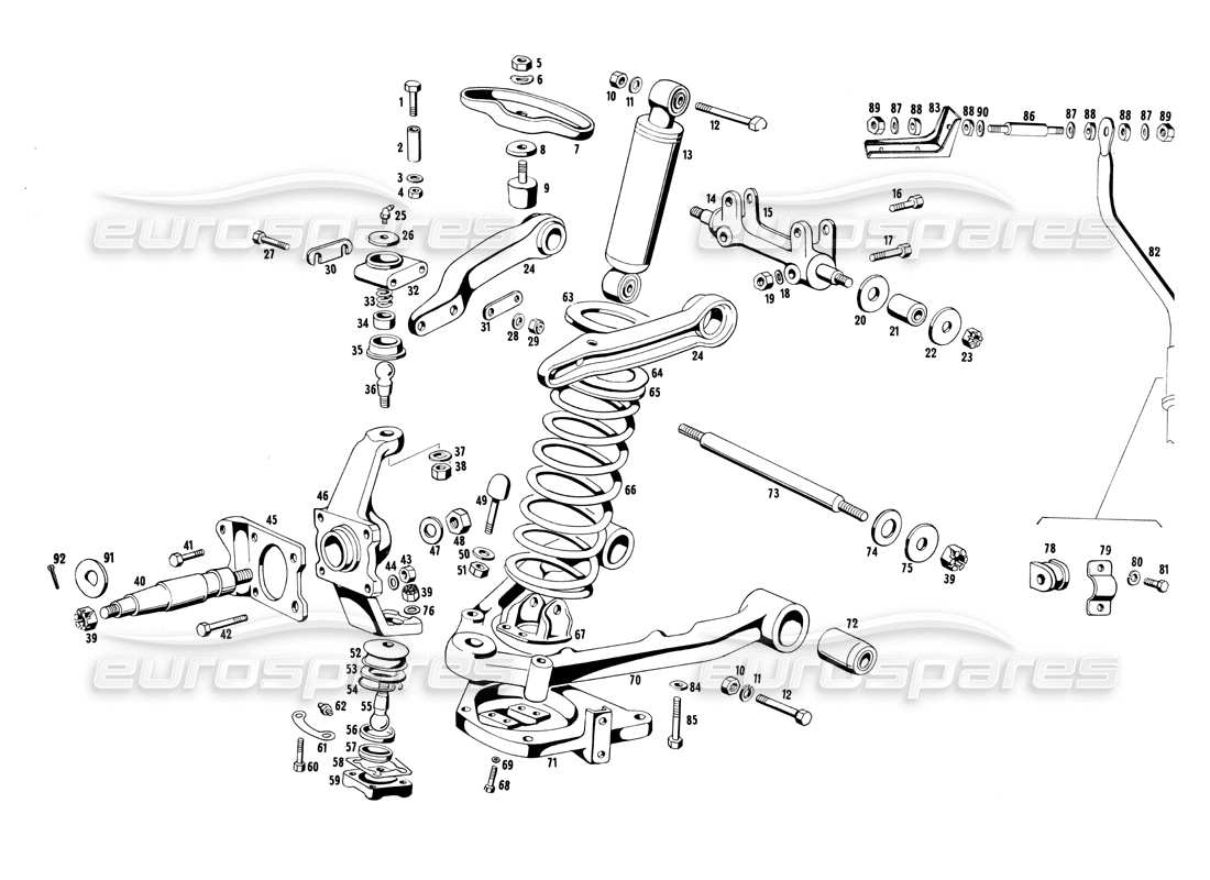 maserati ghibli 4.7 / 4.9 schéma des pièces de la suspension avant