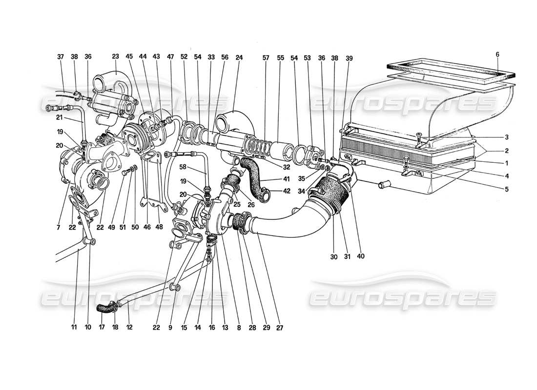 ferrari 288 gto système de suralimentation schéma des pièces