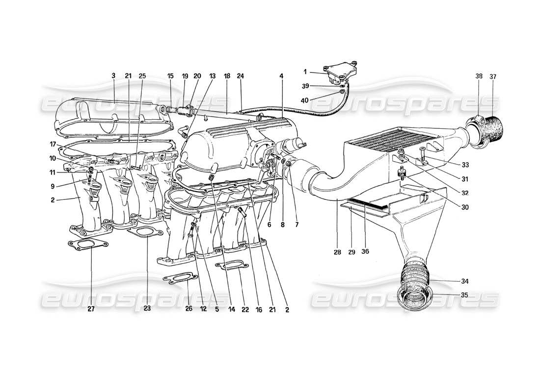 ferrari 288 gto collecteurs d'échappement et échangeurs de chaleur schéma des pièces