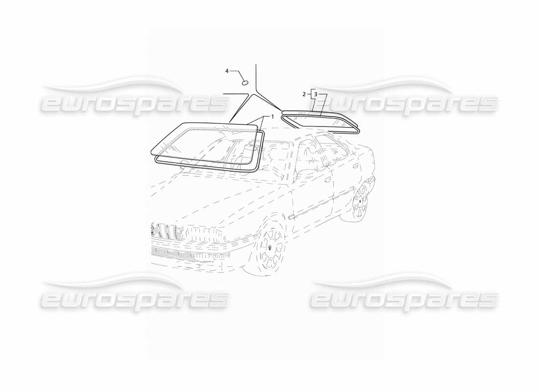 maserati qtp v6 (1996) fenêtres fixes schéma des pièces