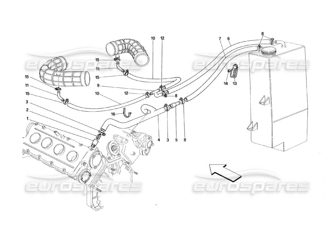 ferrari 348 (1993) tb / ts diagramme des pièces du système blow-by