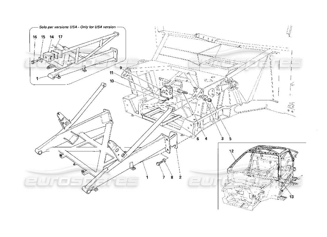 ferrari f40 cadre - diagramme de pièce de la partie avant