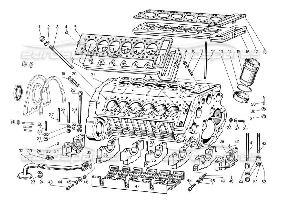 lamborghini countach 5000 qv (1985) carter moteur schéma des pièces