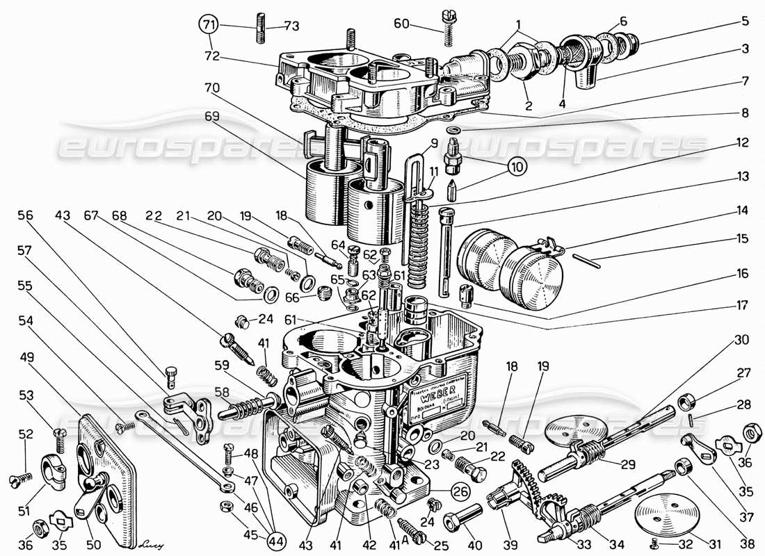 ferrari 330 gt 2+2 carburateur schéma des pièces