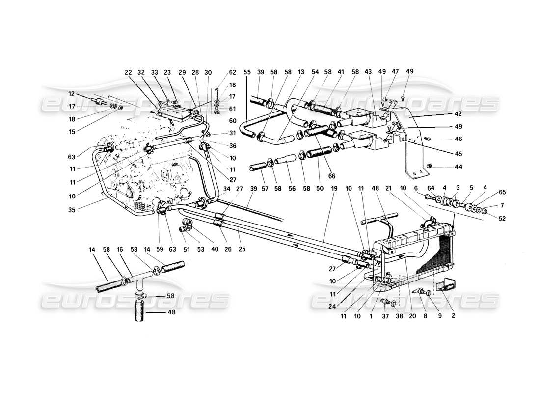 ferrari 308 quattrovalvole (1985) système de refroidissement schéma des pièces