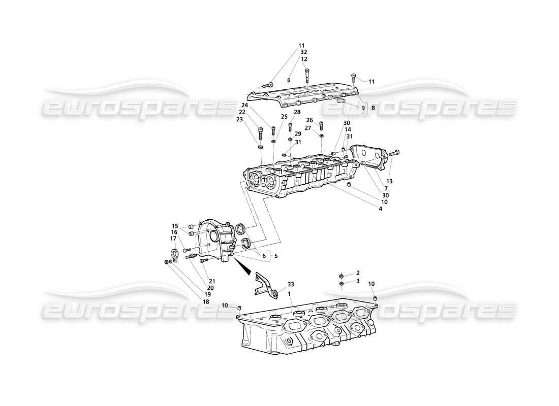maserati qtp v8 evoluzione culasses, schéma des pièces du cadre droit