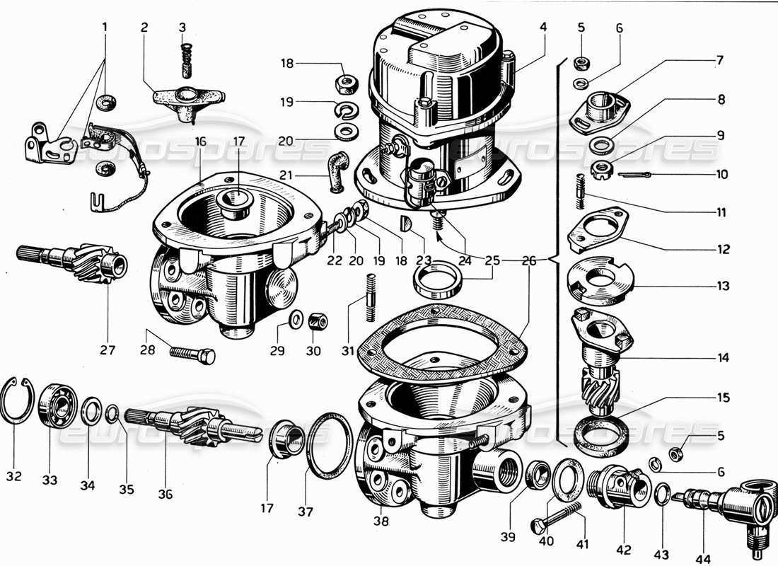 ferrari 365 gt 2+2 (mechanical) distributeurs et contrôles schéma des pièces