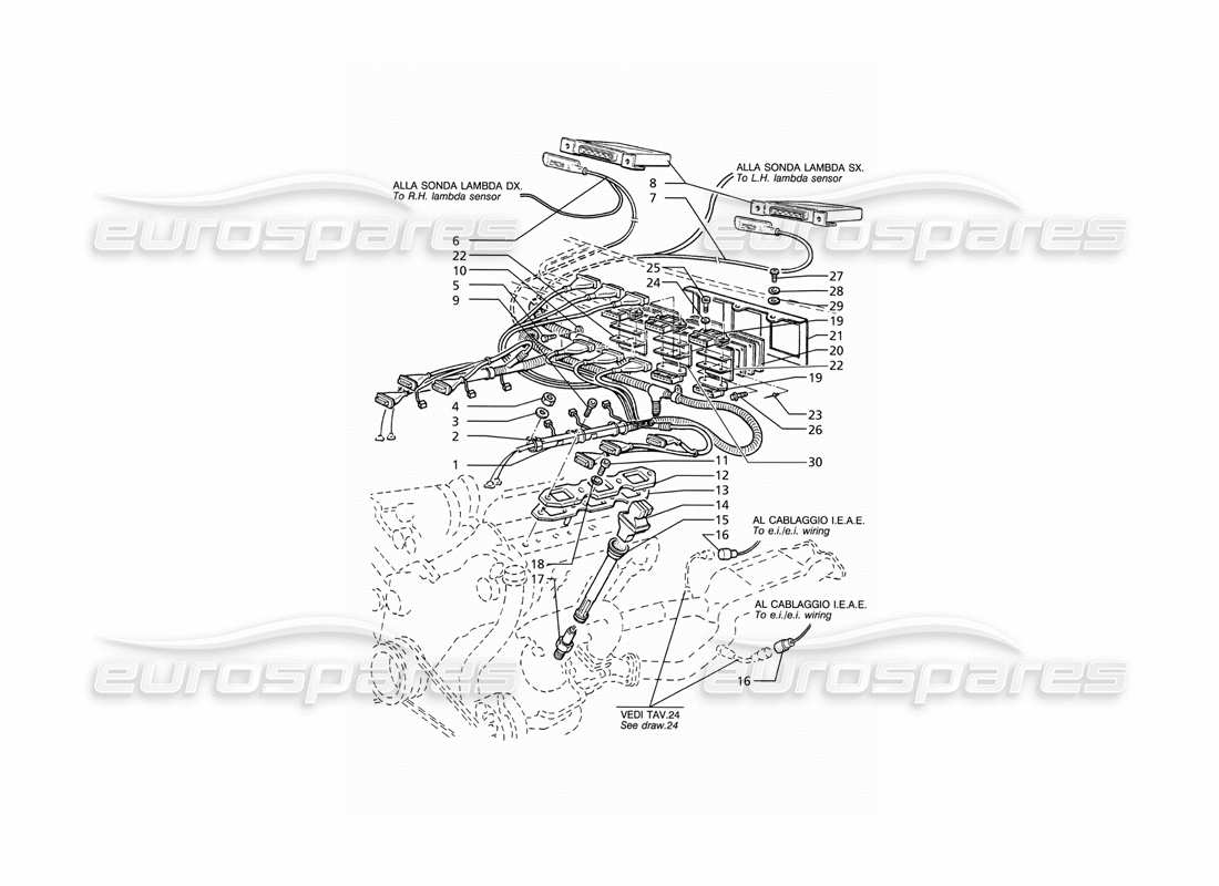 maserati ghibli 2.8 (abs) schéma des pièces de distribution du système d'allumage
