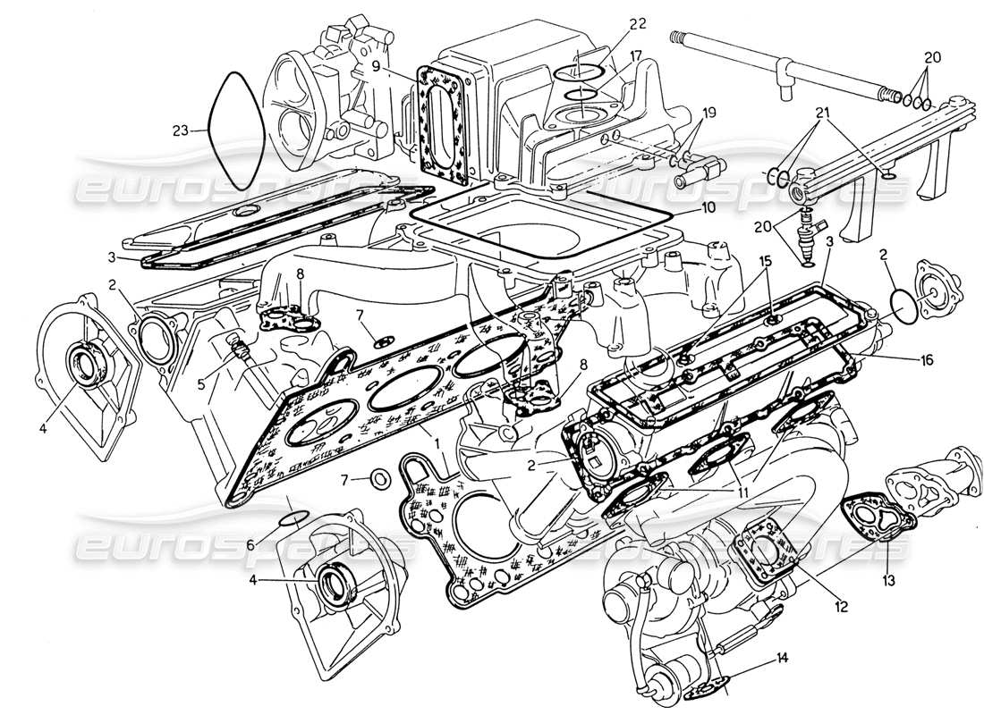 maserati 222 / 222e biturbo joint de culasse et caoutchoucs schéma des pièces